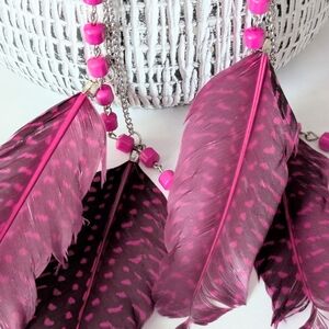 Chic Pink Feather Earrings